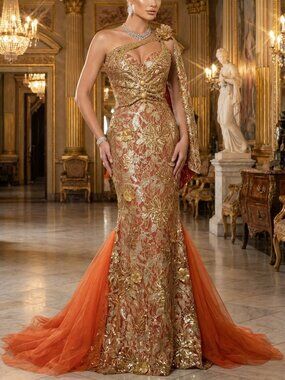 Luxurious Couture Designer Party Prom Wedding Evening Cocktail Runway Gown Dress